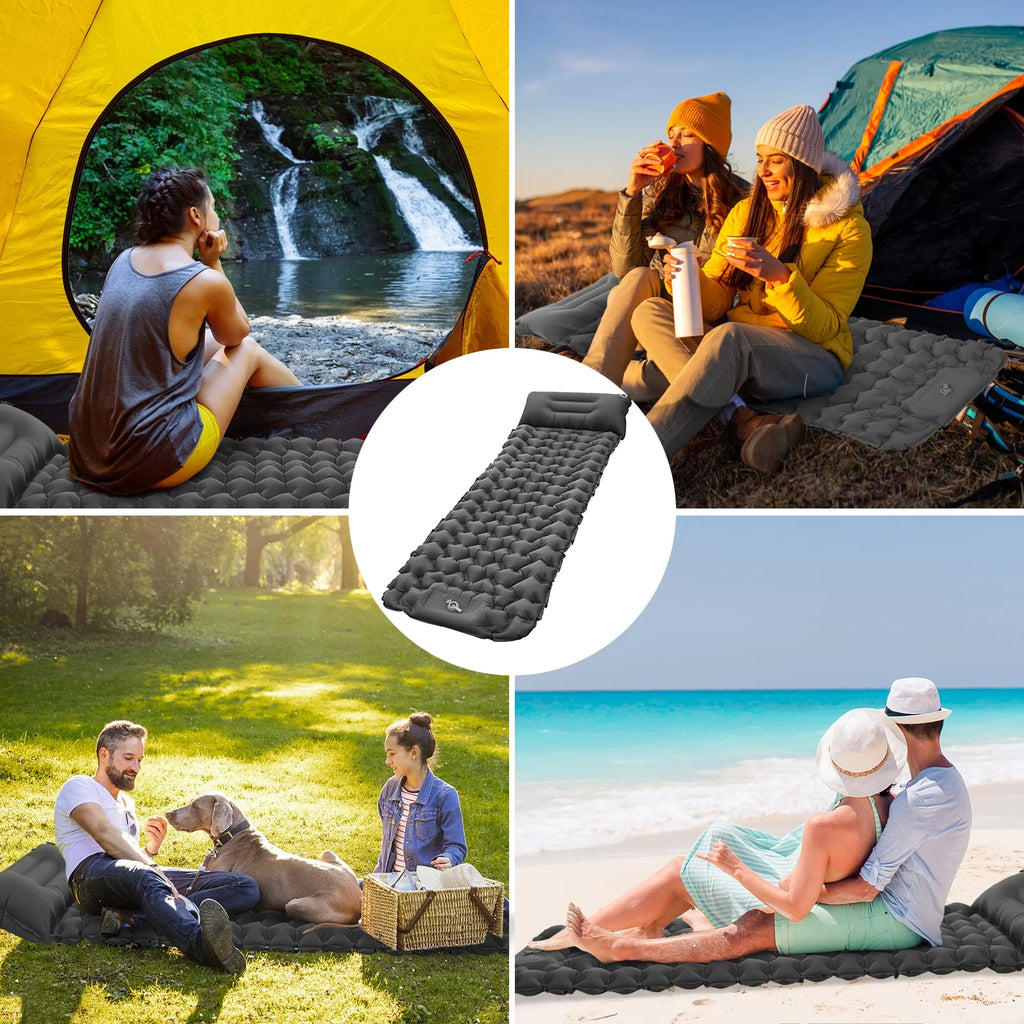 Ultralight Inflatable Camping Sleeping Pad with Built-in Pump V1478