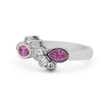 14K White Gold Pear Cut Pink Sapphire Diamond Eternity Band Size 8.5 L576