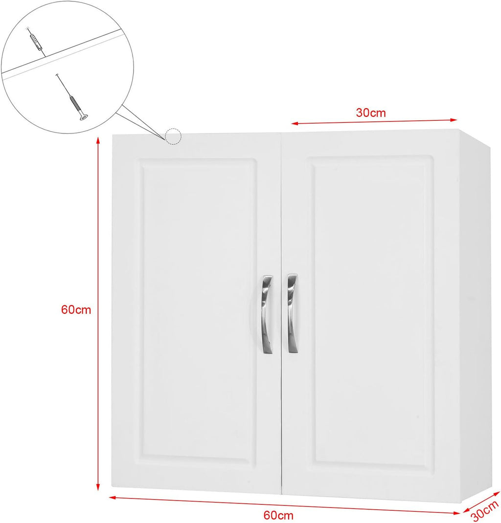 White Wall Cabinet with Shelf Pack of 2 F48402