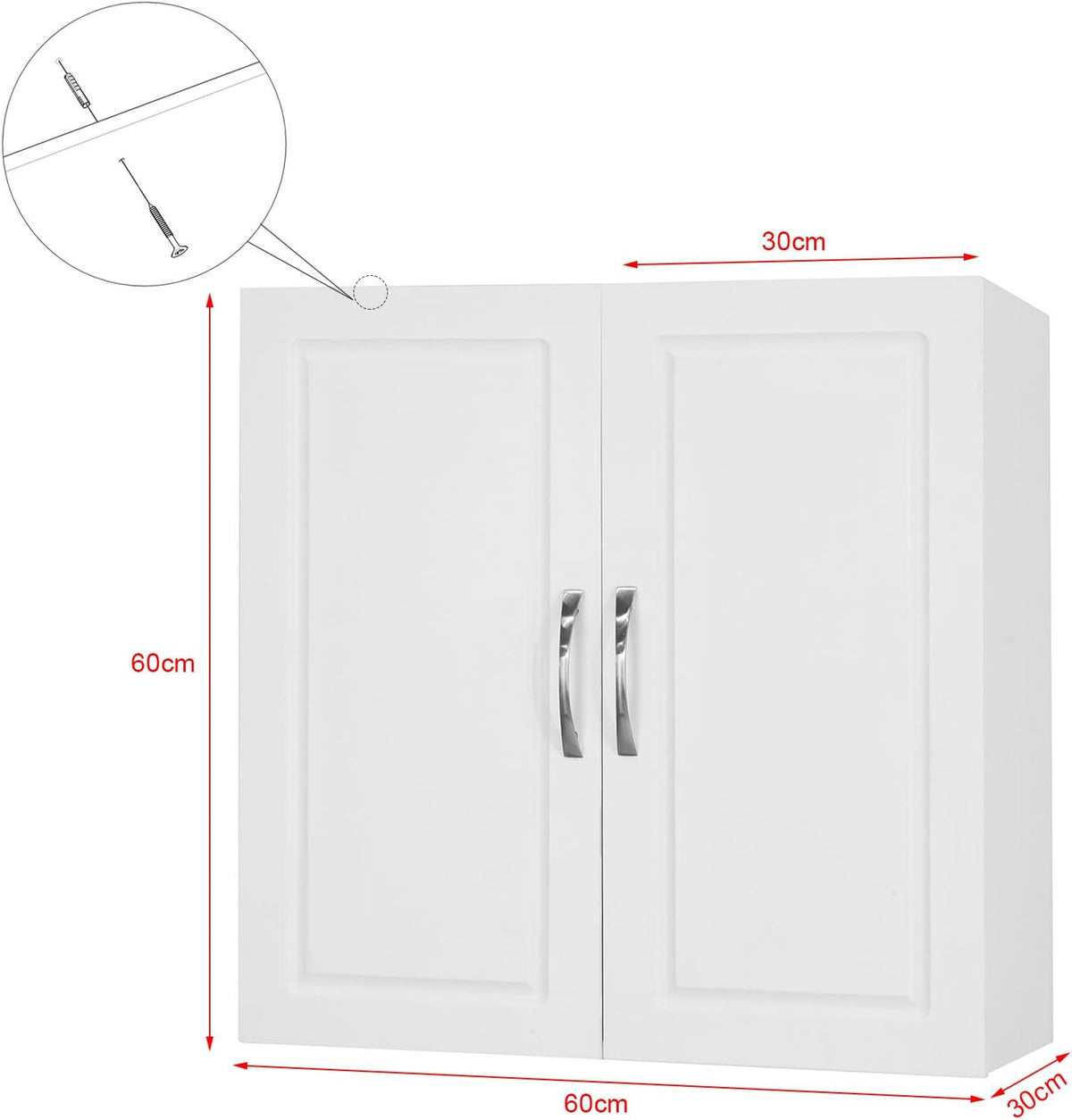 White Wall Cabinet with Shelf Pack of 2 F48402