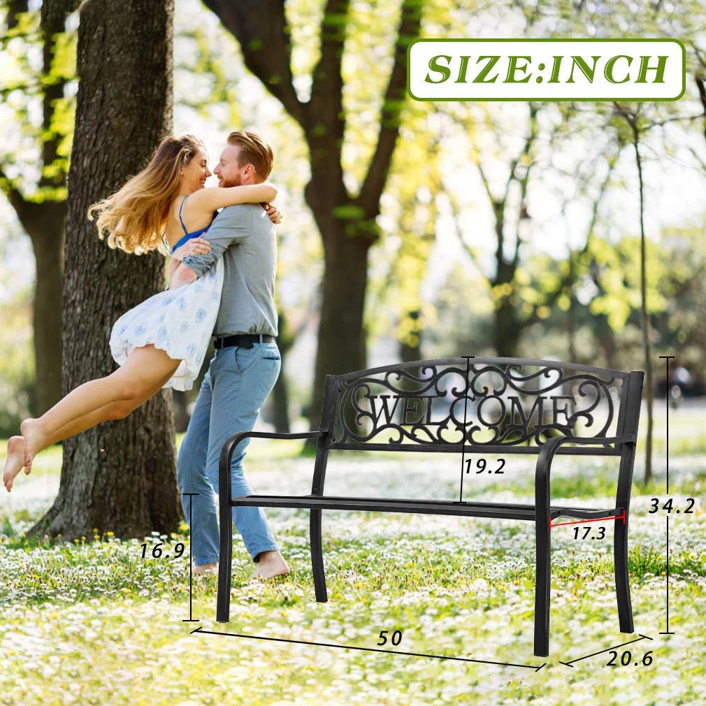 Patio Bench 400 lbs Cast Iron Metal Outdoor Seating S808157