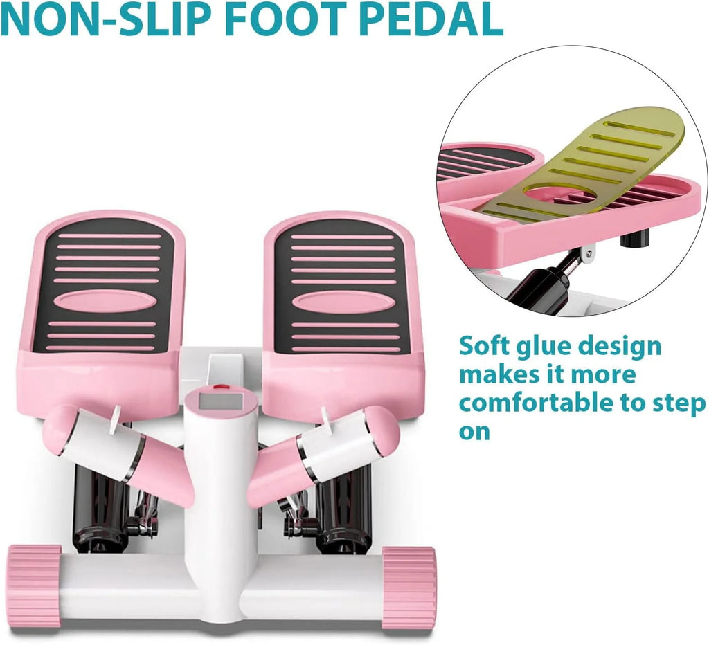 Pink Portable Mini Stepping Machine with Resistance Band Q48337