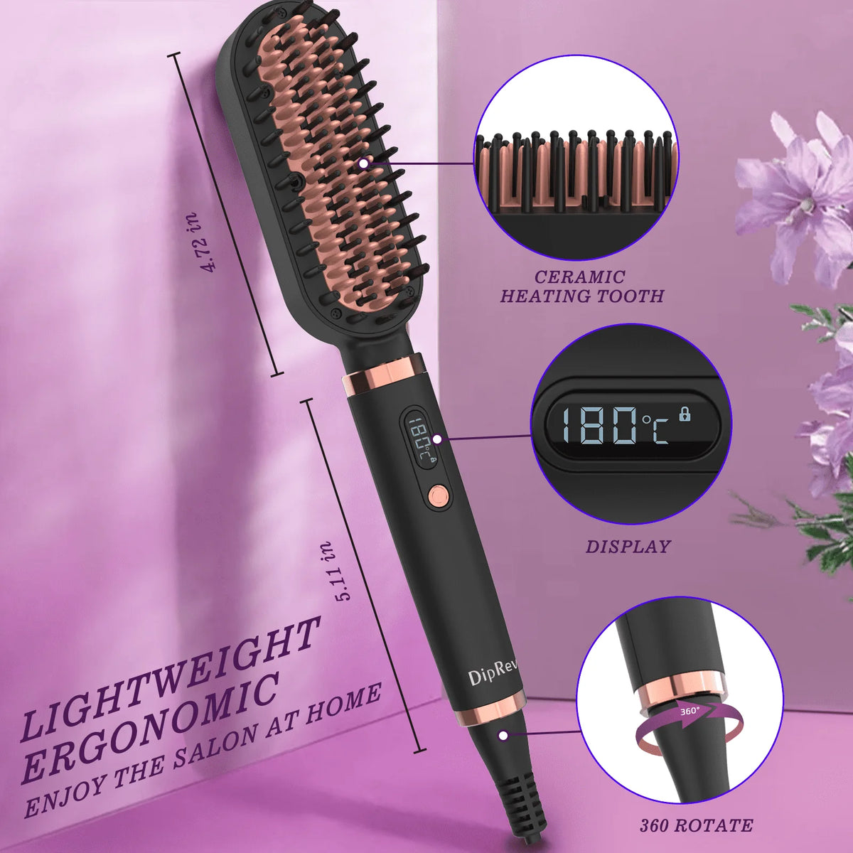 2 in 1 Ionic Fast Heating Straightener Brush K906