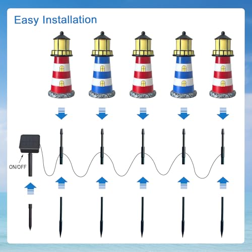 Solar Lighthouse Outdoor Garden Lights Waterproof F212909