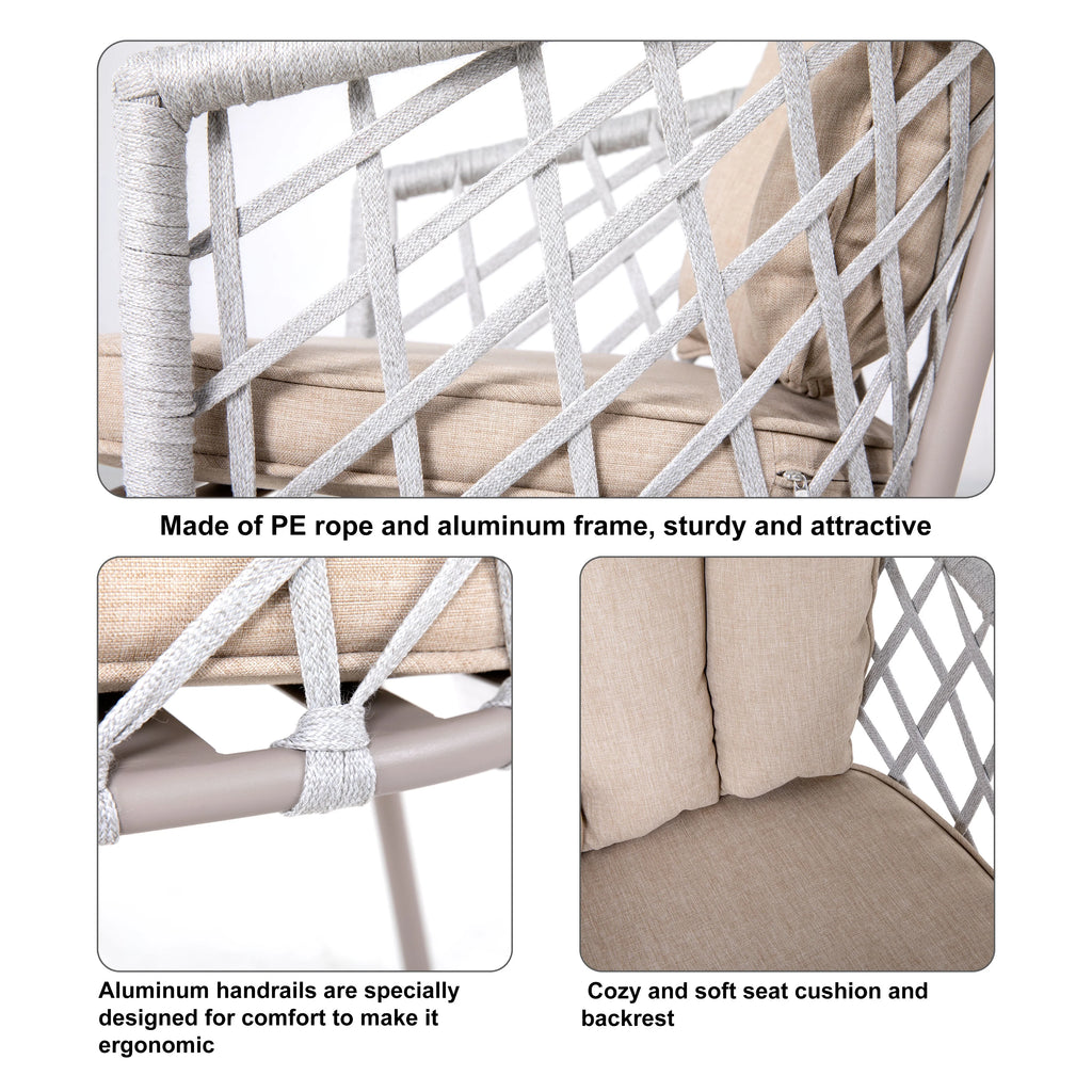 3pcs Steel Rope Bistro Set with Cushions I60898