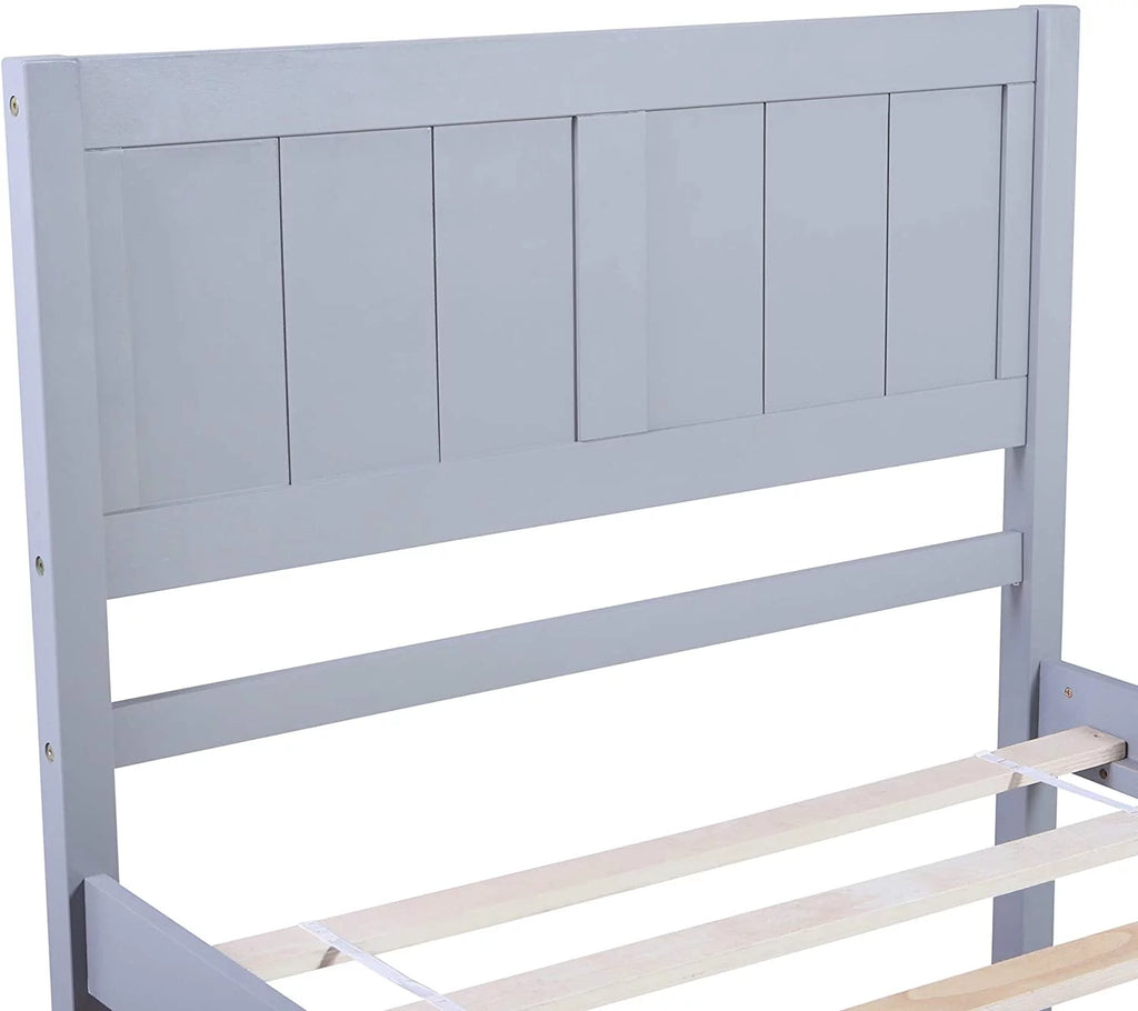 Gray Twin Pine Wood Platform Bed J840