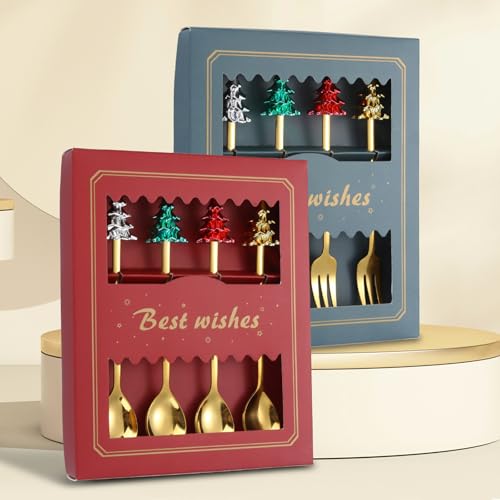 4Pcs Christmas Spoons Stainless Steel Gold Y3995
