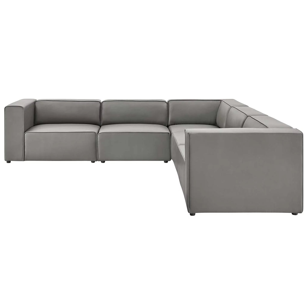 Grey Faux Vegan Leather Sectional Sofa Set X954