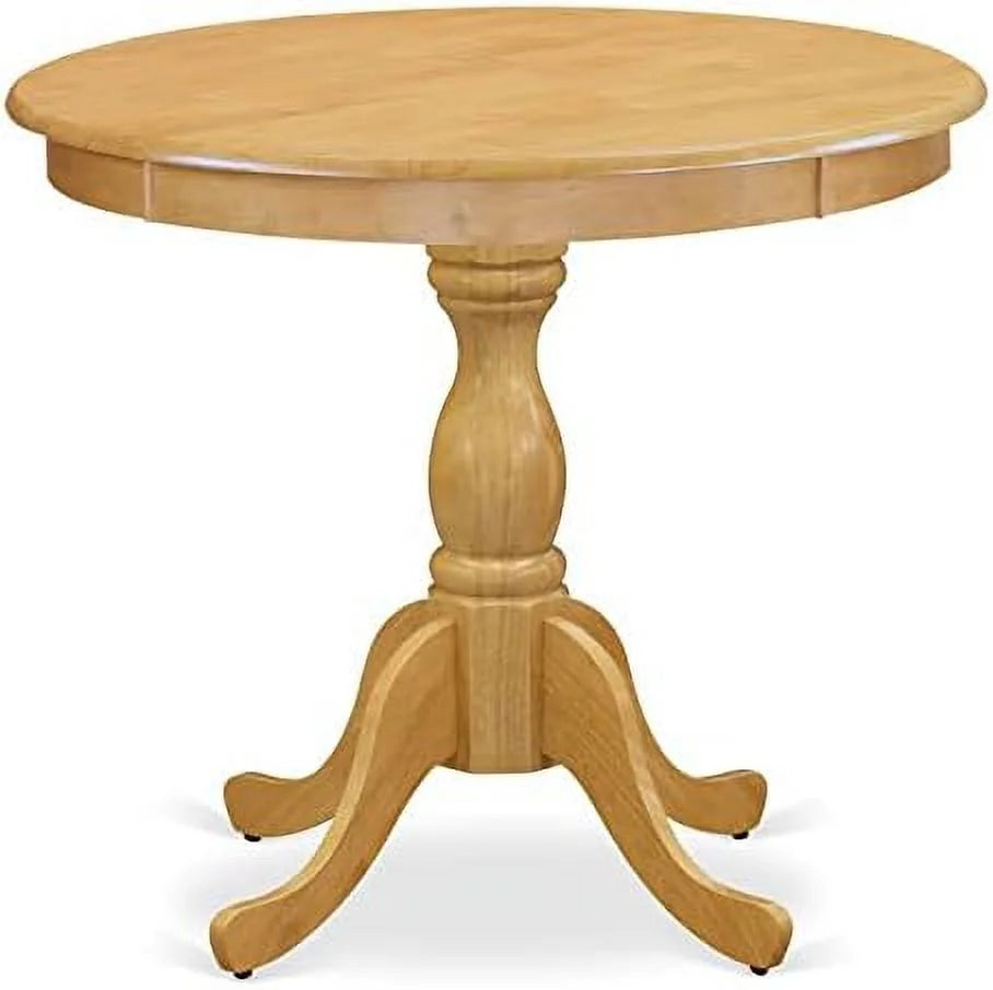 36" Antique Round Wooden Drop Leaf Dining Table with Pedestal Legs Z3752