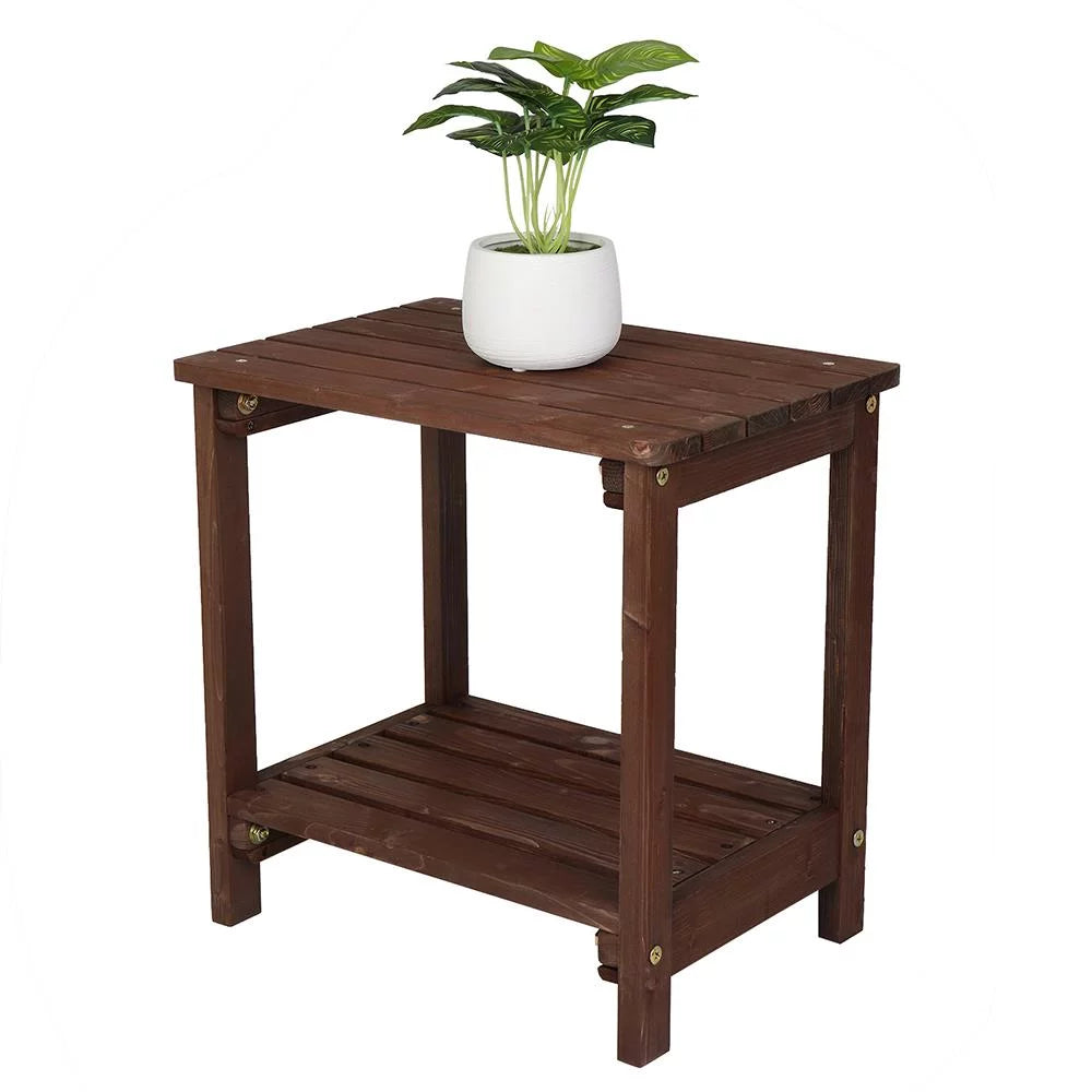 Light Brown 2 Tiers Wooden Side Table Z2798