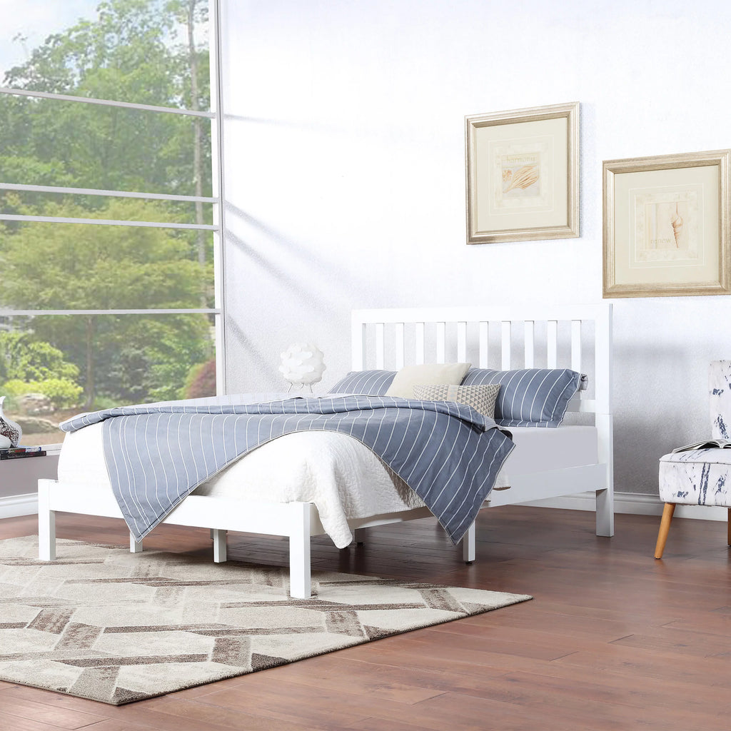 White Acacia Wood Queen Bed J571739