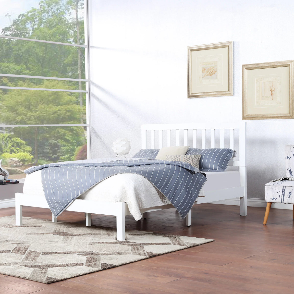 White Acacia Wood Queen Bed J571739