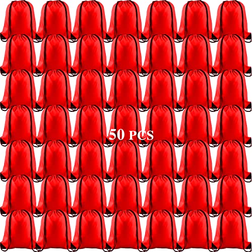 25Pcs Red Drawstring Backpack Bags Q71474