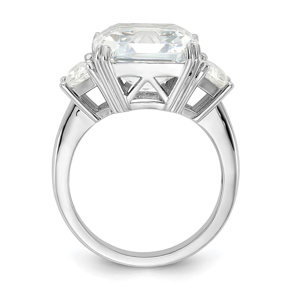 Sterling Silver CZ 3 Stone Ring P7374