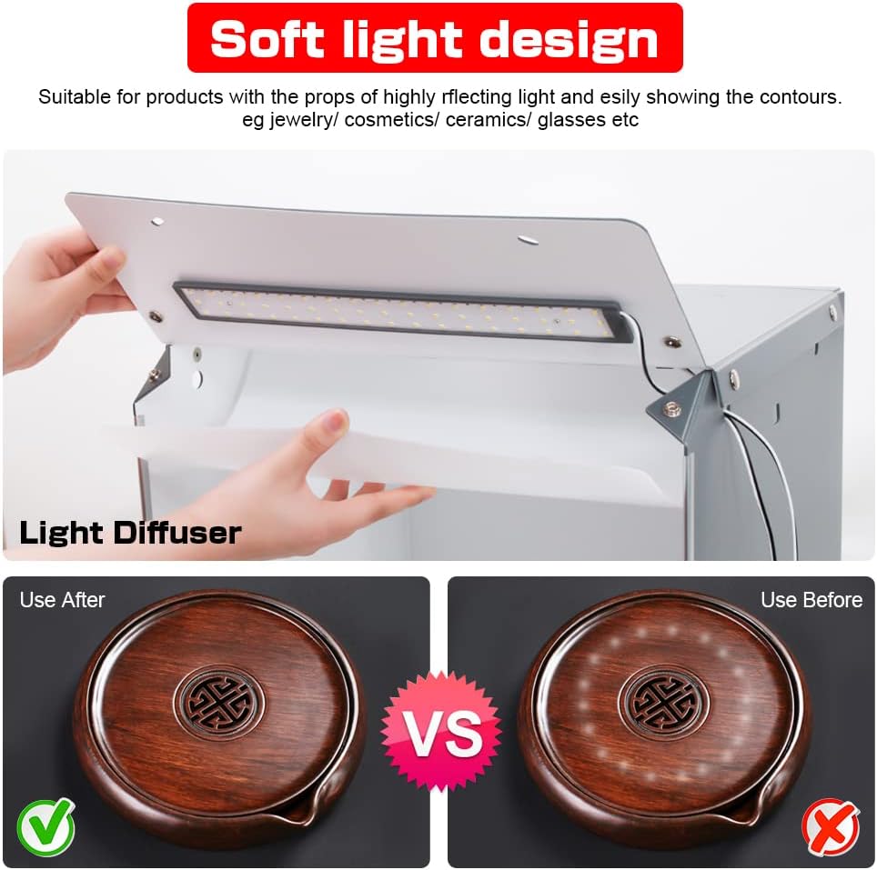 16"/40cm Portable Photo Studio Light Box with 6 Color Backdrops and 3 Light Filter Pack of 2 B7291