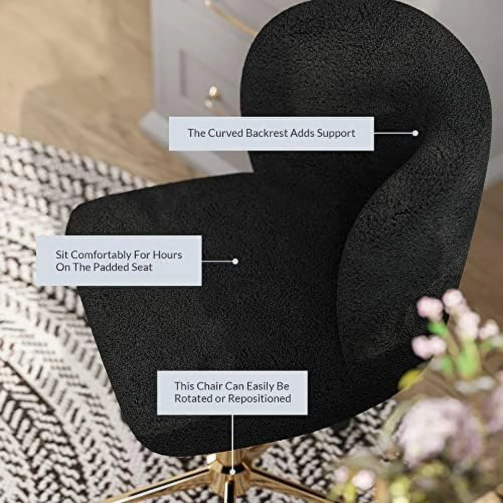 White Upholstered Boucle Office Chair with Arms P8831