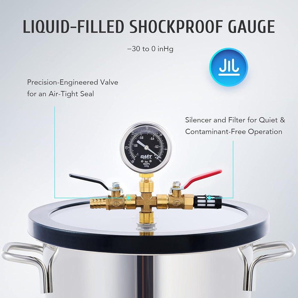 Vacuum Chamber Kit with 3.5cfm Pump, 1.5 Gallon, 38 Micron, 5.7L T8838